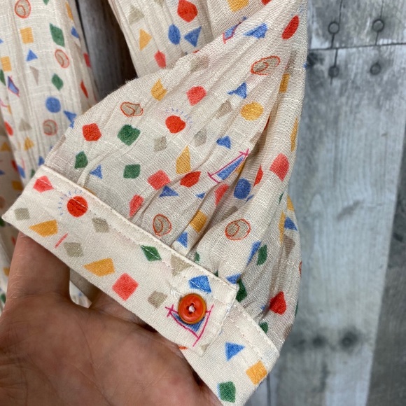 Anthro Maeve Cream Linen Paccia Shapes Top Size XS - Picture 6 of 8